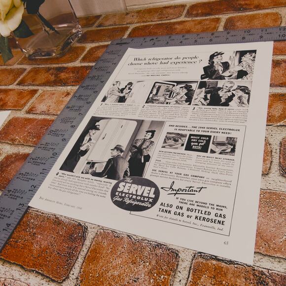 1940 Vintage Servel Gas Refrigerator Print Ad Retro Kitchen Appliance Decor - Picture 8 of 16